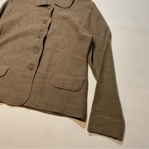 Women's Jane Ashley Medium Button Up Wool Sweater Cardigan Beige - Picture 3 of 9